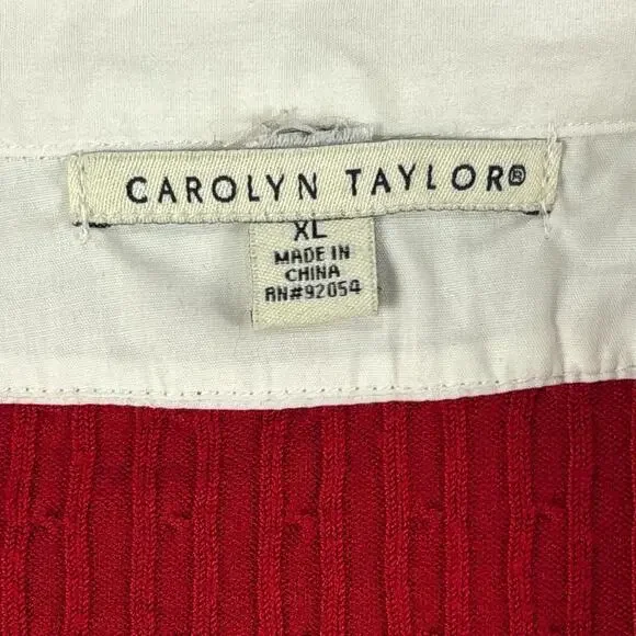Vintage Carolyn Taylor Long Sleeve Red Sweater White Collar Women’s Size XL - Picture 2 of 7